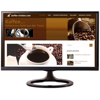 Bild zeigt die Webseite von Kaffee trinken